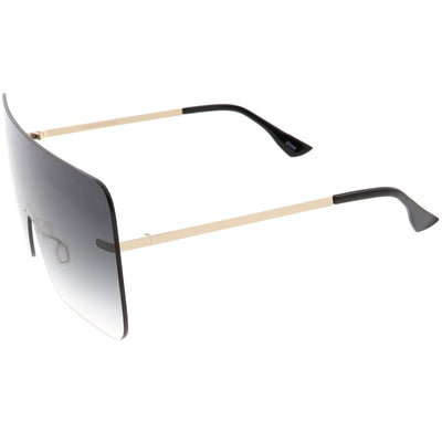 Oversize Futuristic Rimless Flat Shield Lens Sunglasses C982
