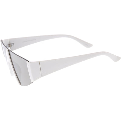 Modern Flat Top Blade Cut Color Mirrored Lens Shield Sunglasses C986