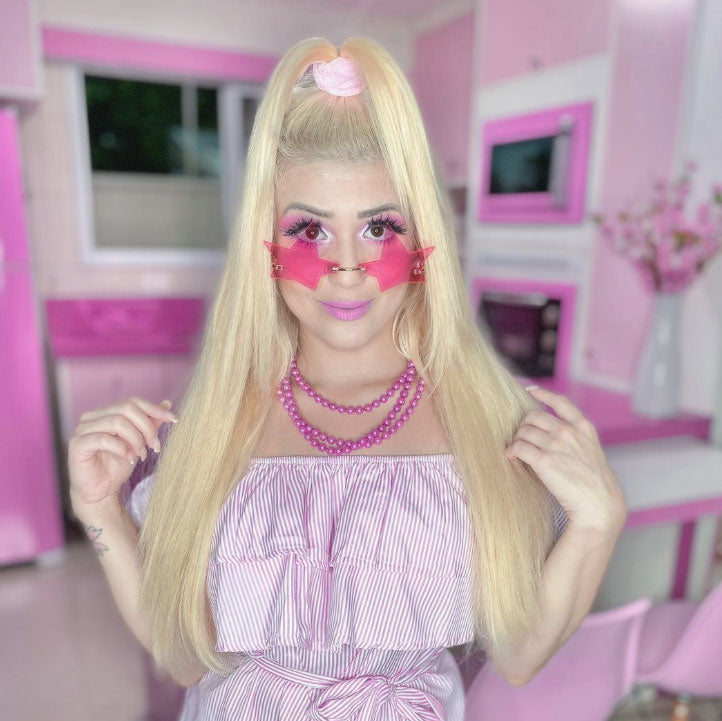 Chic Tinted Star Design Rimless Metal Frame Stars Sunglasses D083