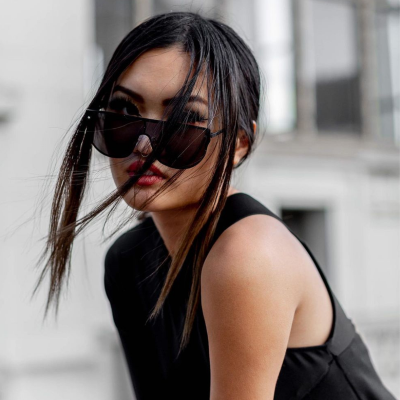 Sleek Oversize Full Rimless Flat Top Square Shield Sunglasses D106