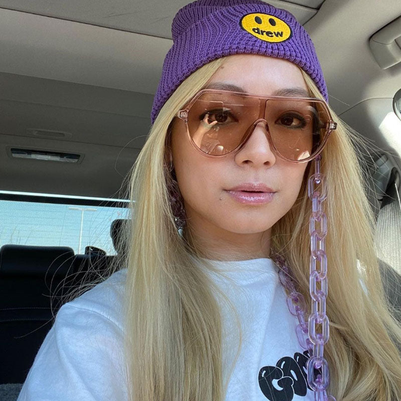 Gafas de sol con escudo geométrico de moda contemporánea de gran tamaño D112