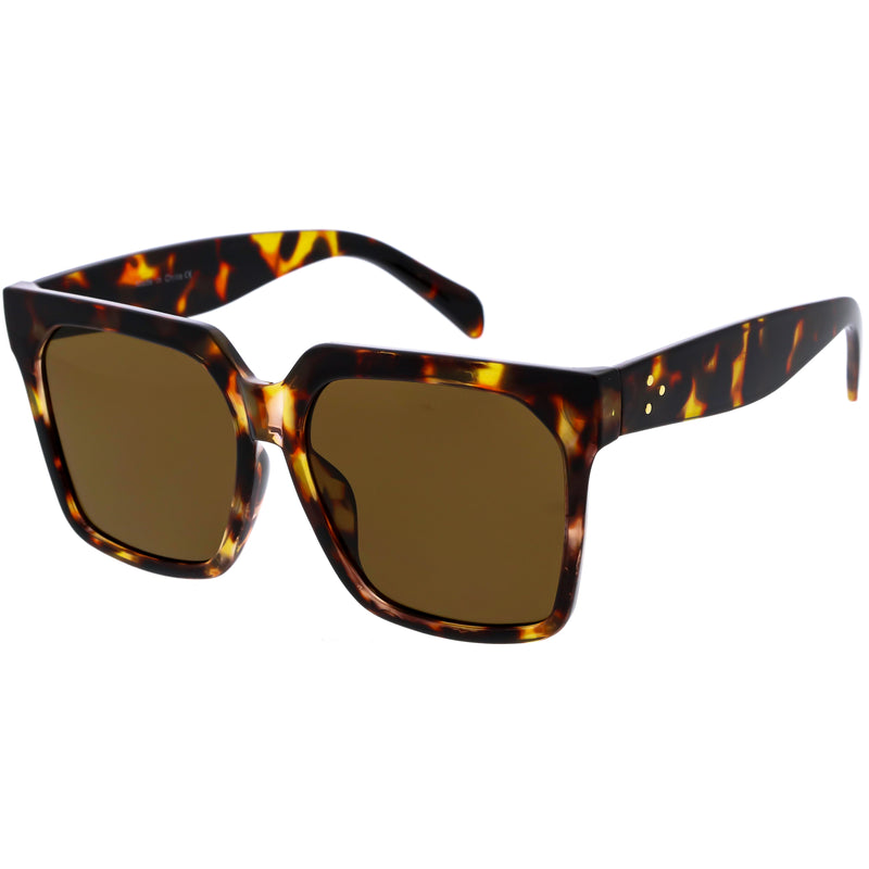 Elegantes gafas de sol de gran tamaño con montura de cuerno cuadrada neutra D114