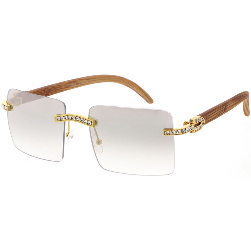 Gafas de sol cuadradas premium con diamantes de imitación decorados grandes D127