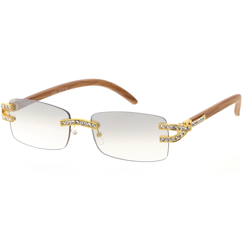 Gafas de sol cuadradas premium decoradas con doble pedrería D128