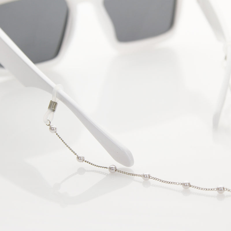 Cadena de gafas de sol de moda de metal delgado decorada con perlas D136