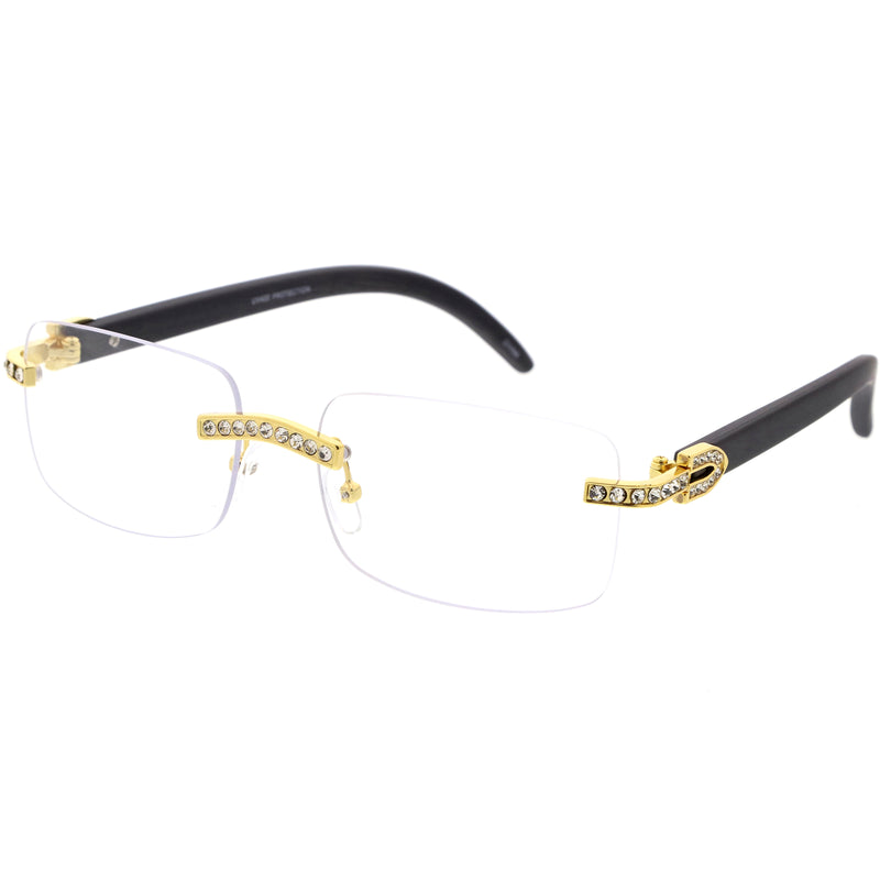 Gafas cuadradas de luz azul decoradas con diamantes de imitación premium D182