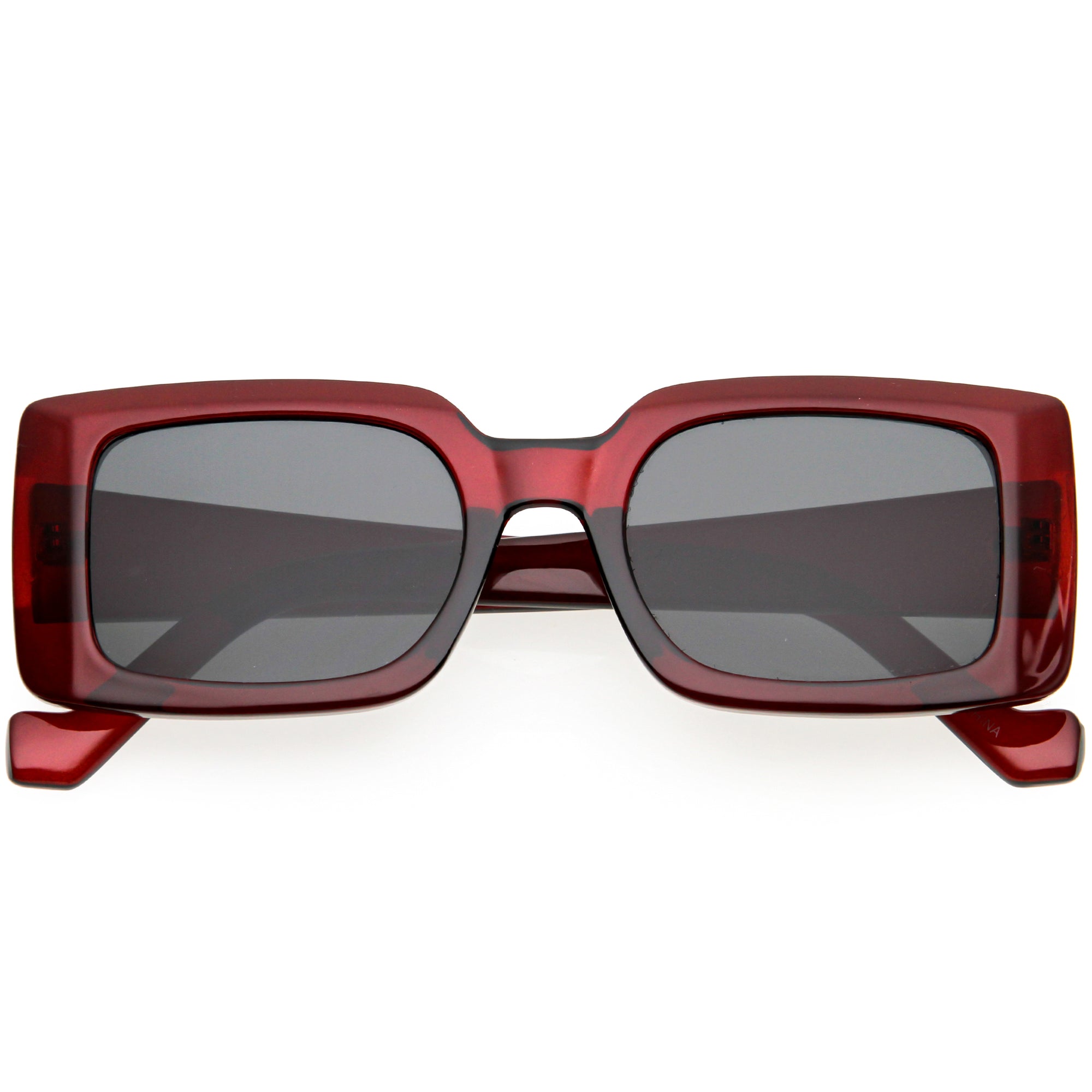 Retro Medium Square Flat Lens Thick Rimmed Rectangle Sunglasses D213
