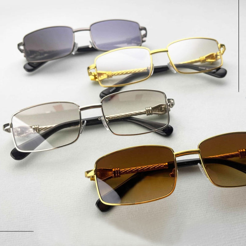 Atrevidas gafas de sol cuadradas con detalle chapado en metal retro Jaguar D247