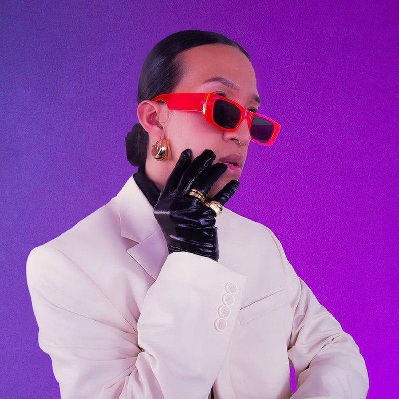 Gafas de sol rectangulares gruesas con lentes planas y cuadradas anchas retro de neón D264