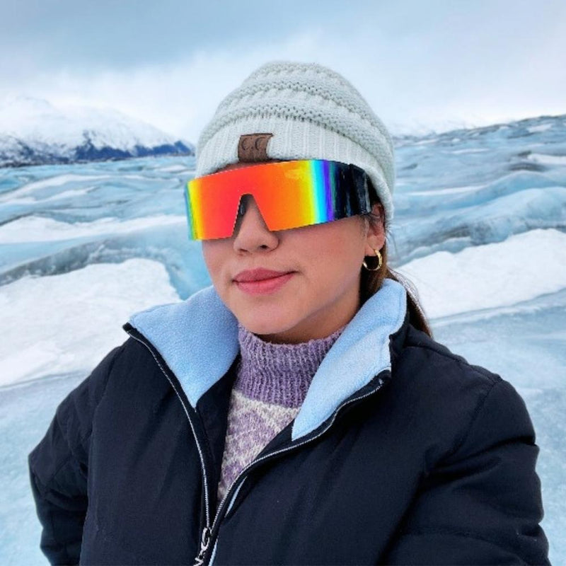 Gafas de sol futuristas de una pieza envolventes retro de los años 80 D305