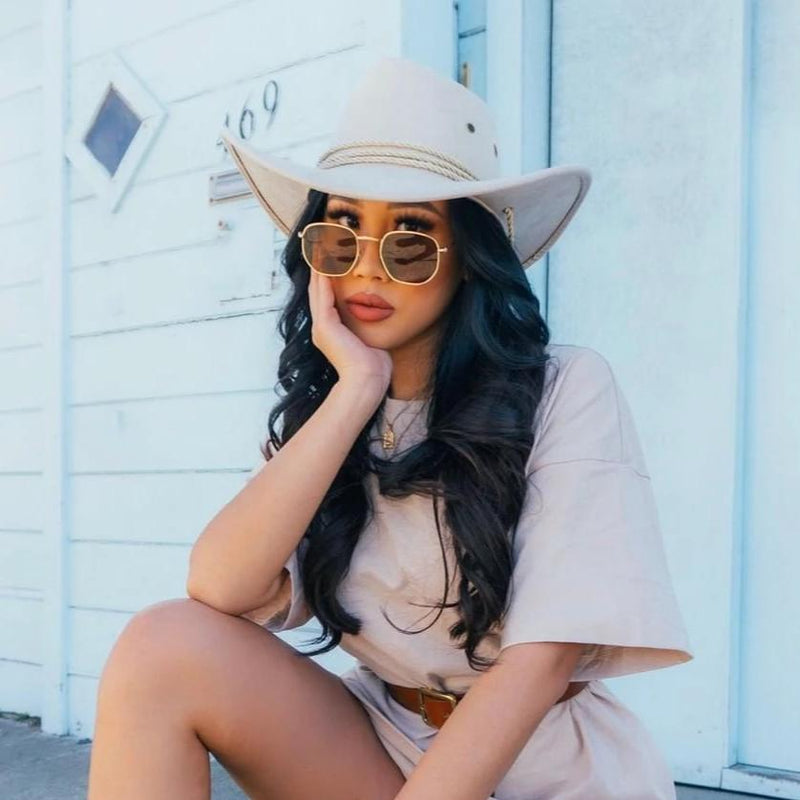 Gafas de sol elegantes con montura hexagonal geométrica moderna retro C455