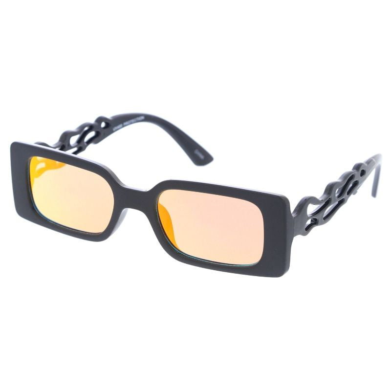 Thick Retro Rectangle Flame Arms Sunglasses D325