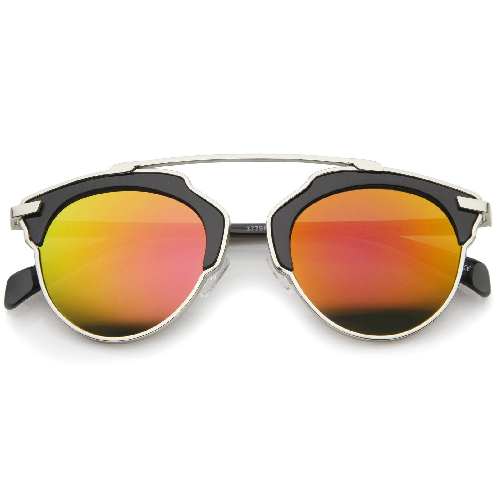 Frosted Retro Flat Top Candy Color Mirrored Lens Sunglasses 8610