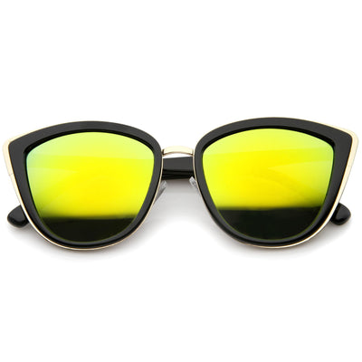 Gafas de sol tipo ojo de gato con lentes de espejo flash extragrandes para mujer A286
