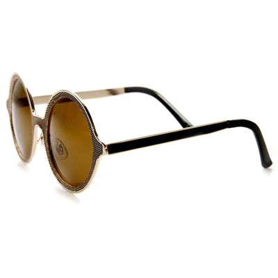 Gafas de sol redondas grabadas adornadas de metal premium de diseñador para mujer 9325