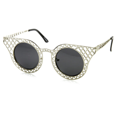 Gafas de sol tipo ojo de gato entrecruzadas de metal cortado con láser para mujer 9353