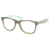 Gafas con borde de cuerno y lentes transparentes a rayas pastel de dos tonos 9334