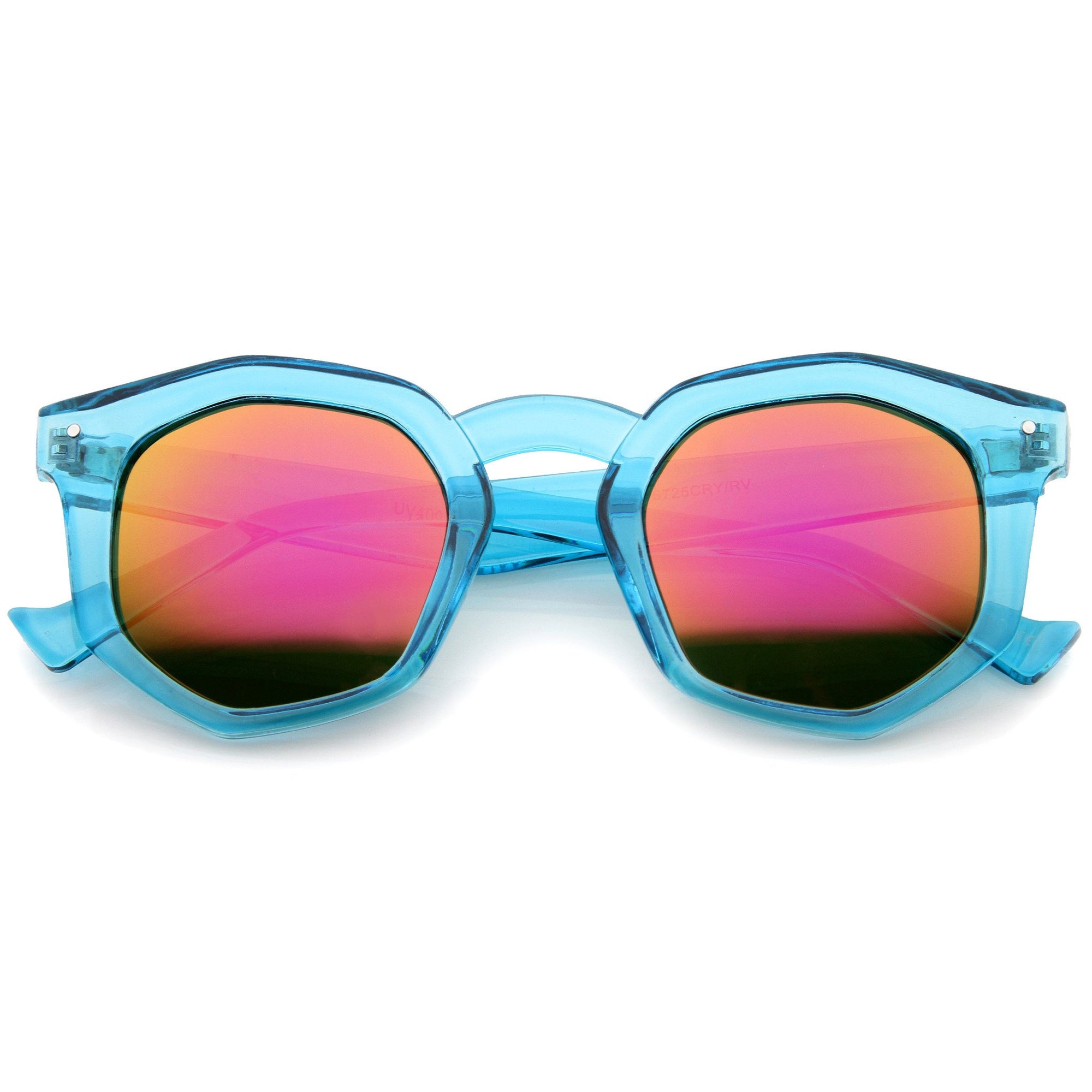 Retro Geometric Colorful Translucent Hexagon Sunglasses - zeroUV