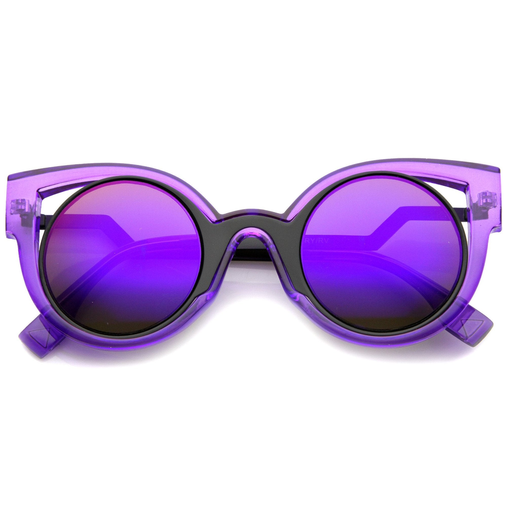 Gafas de sol coloridas con lentes de espejo y ojo de gato para festival A246