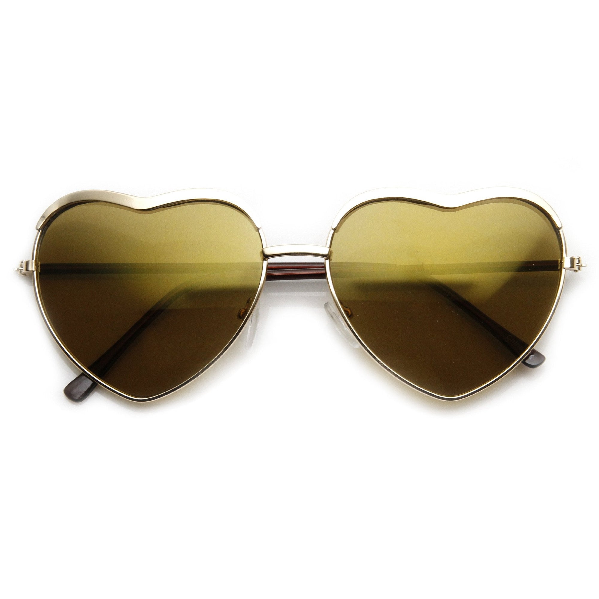 Lindas gafas de sol con lentes espejadas en forma de corazón para mujer 9405
