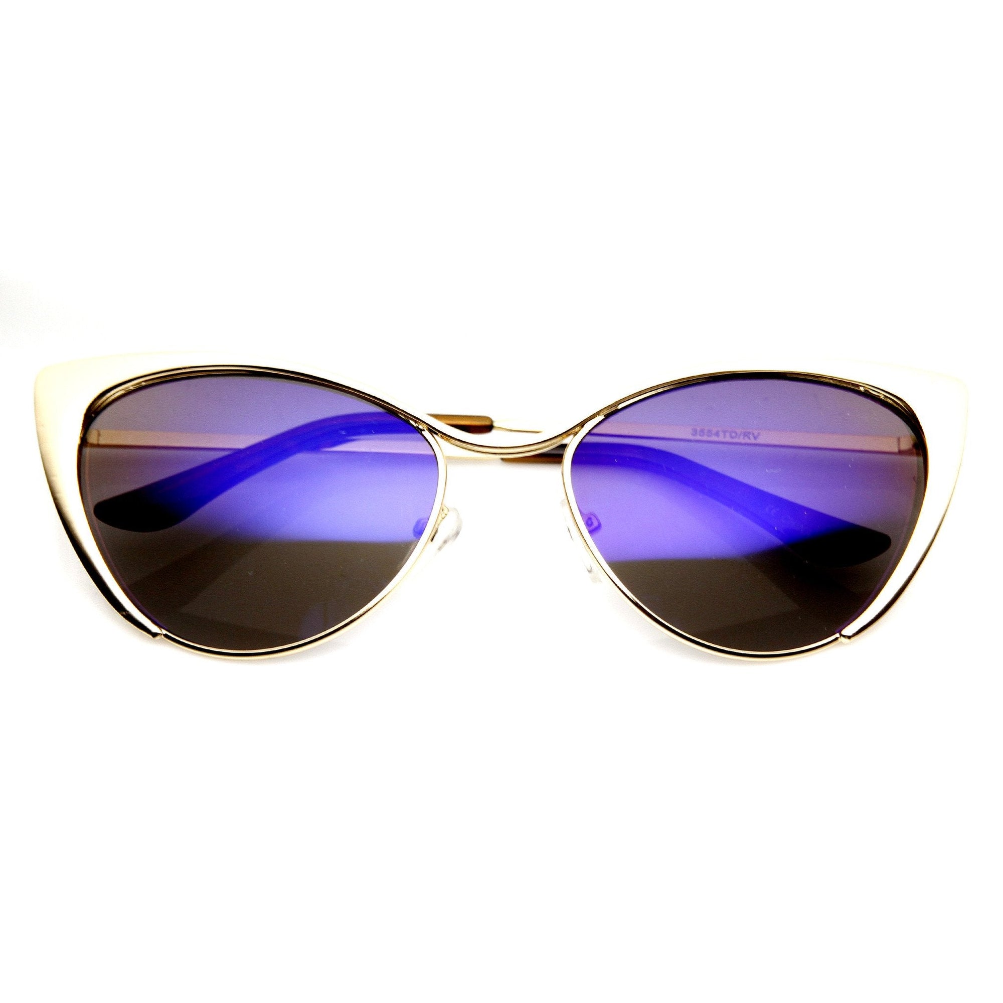 Gafas de sol con lentes de color flash y ojo de gato de metal para mujer 9437