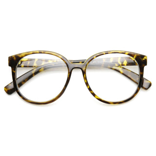 Gafas redondas grandes con lentes transparentes de inspiración vintage P3 9425 - Tortuga