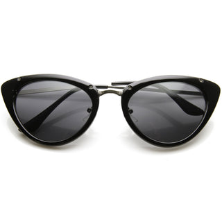 Gafas de sol estilo ojo de gato con rediseño inspirado en la vendimia Mod de los años 50 para mujer 9454 - Negro
