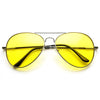 Gafas de sol de aviador de metal grandes retro con lentes de conducción amarillas 9461
