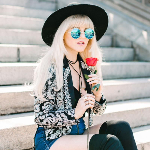 Retro Flash Mirror Lens Round Metal Sunglasses - zeroUV display picture 1