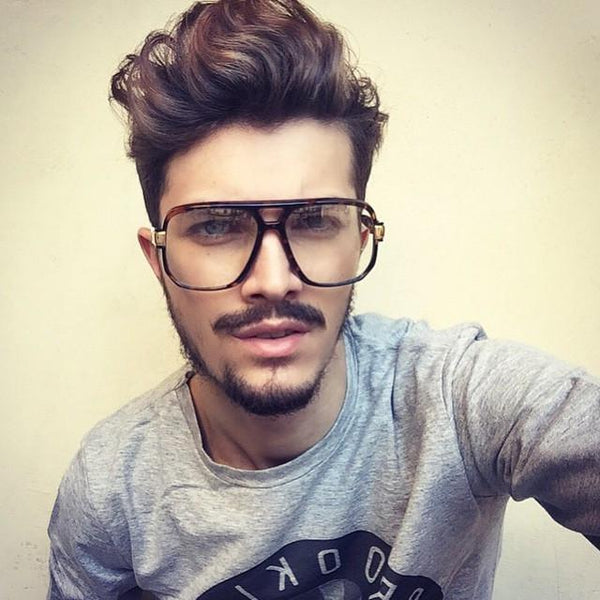 Retro 1980's Square Frame Hip Hop Clear Lens Glasses - zeroUV