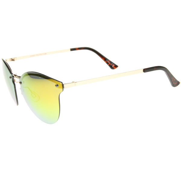 ZeroUV Matte Flash Mirror Sunglasses - Large Horn Rimmed Style With UV Protection - View #12