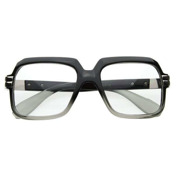 Old School Hip Hop Clear Lens Square Vintage Glasses zeroUV