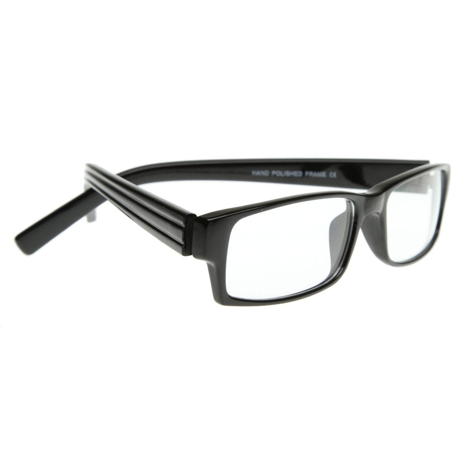Shallow Rectangular Spectacles Classic Thin Rectangle Clear Lens RX Optical Glasses - zeroUV