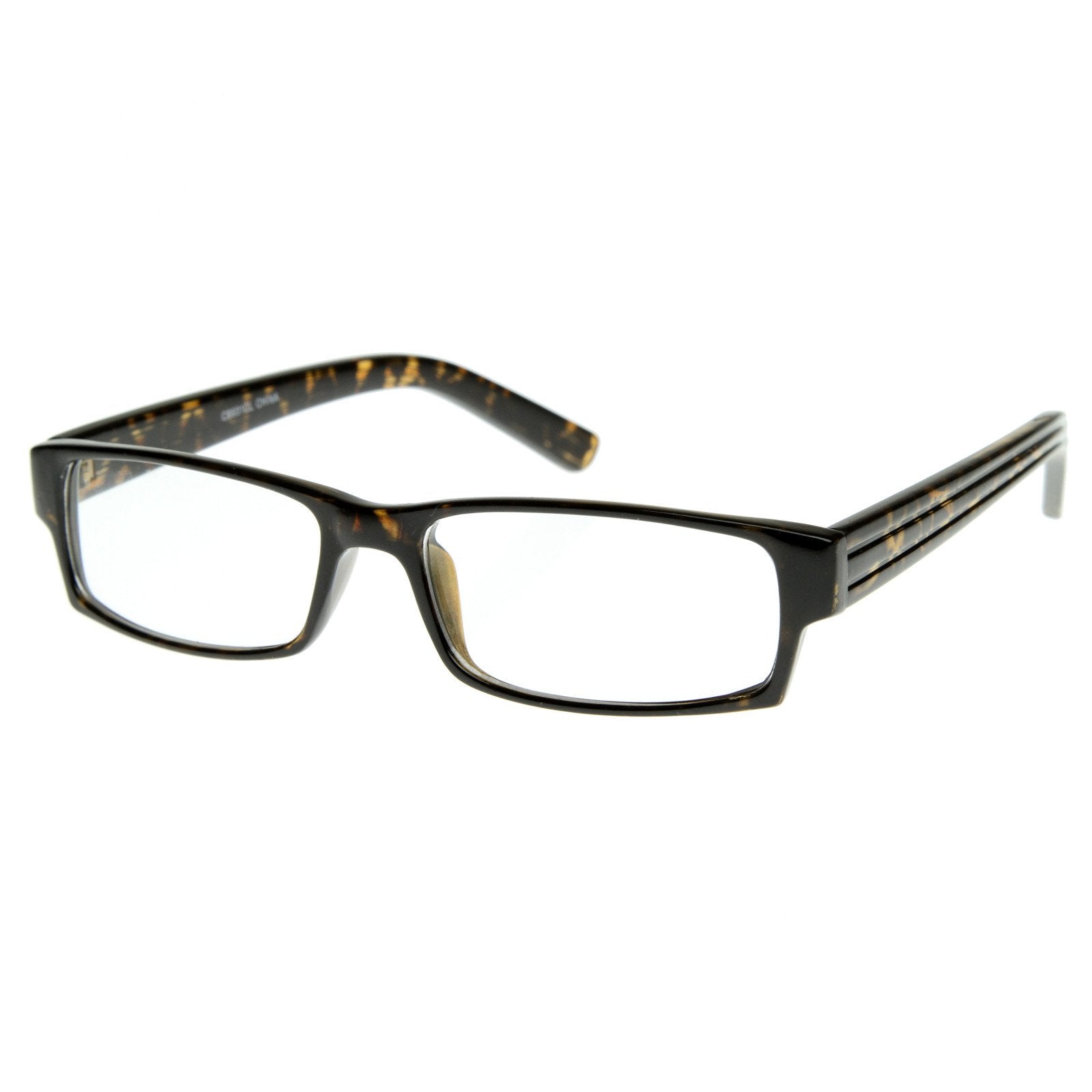 Shallow Rectangular Spectacles Classic Thin Rectangle Clear Lens RX Optical Glasses - zeroUV