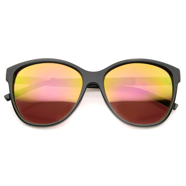 Womens Color Mirrored Lens Cat Eye Sunglasses Zerouv 