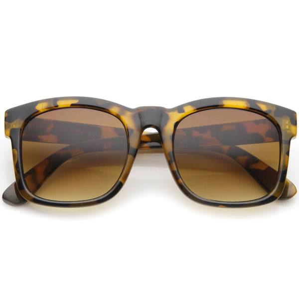 Retro Bold Horned Rim Shallow Frame Sunglasses - zeroUV