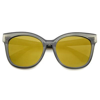 Gafas de sol tipo ojo de gato con lentes planas espejadas de gran tamaño para mujer A337