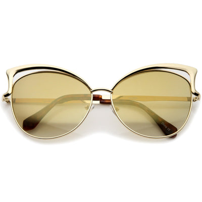Gafas de sol tipo ojo de gato con lentes de espejo cortadas con láser para mujer A447
