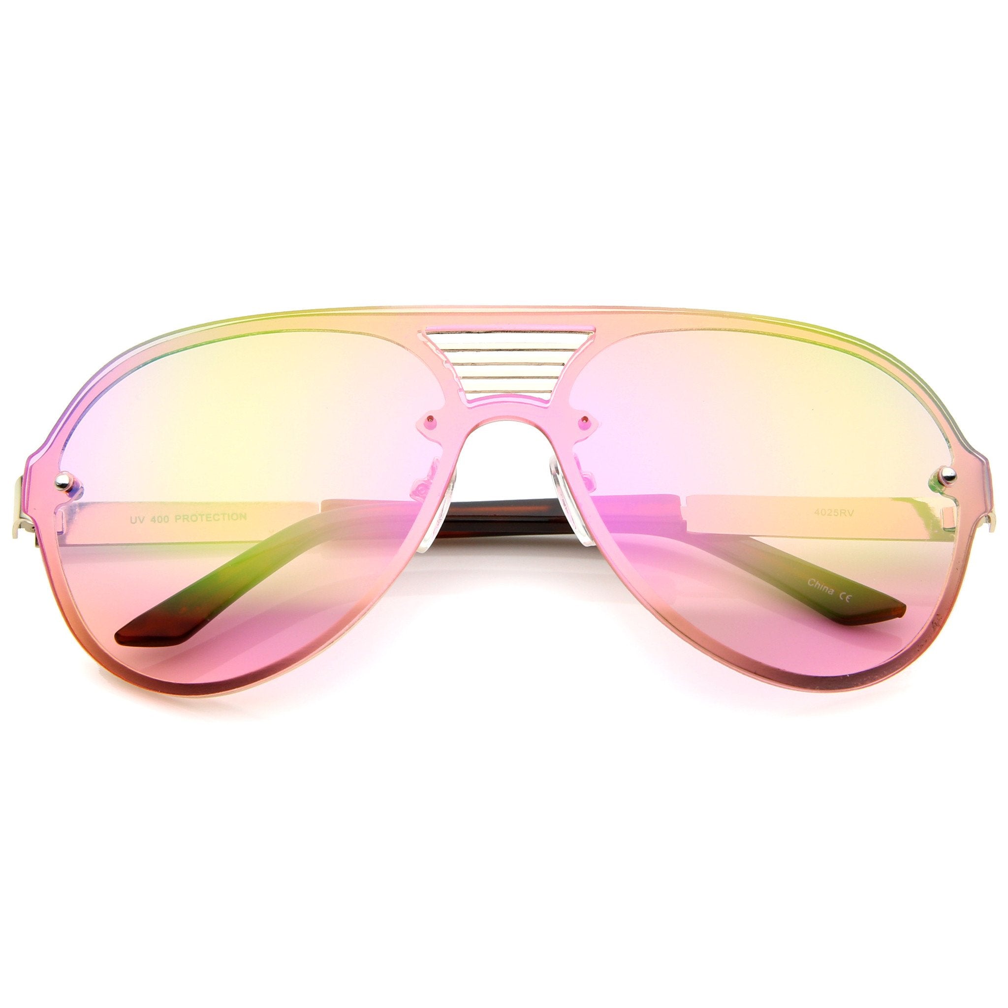 Iridescent Frameless Shield Sunglasses Pink Aura — Prismatic Smart Glasses Electrochromic Color Changing  main image 4
