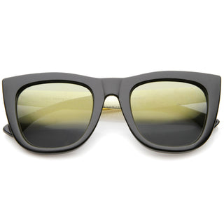 Gafas de sol Temple Street Wear con estampado de cocodrilo y lentes espejadas A238 - Espejo dorado negro dorado