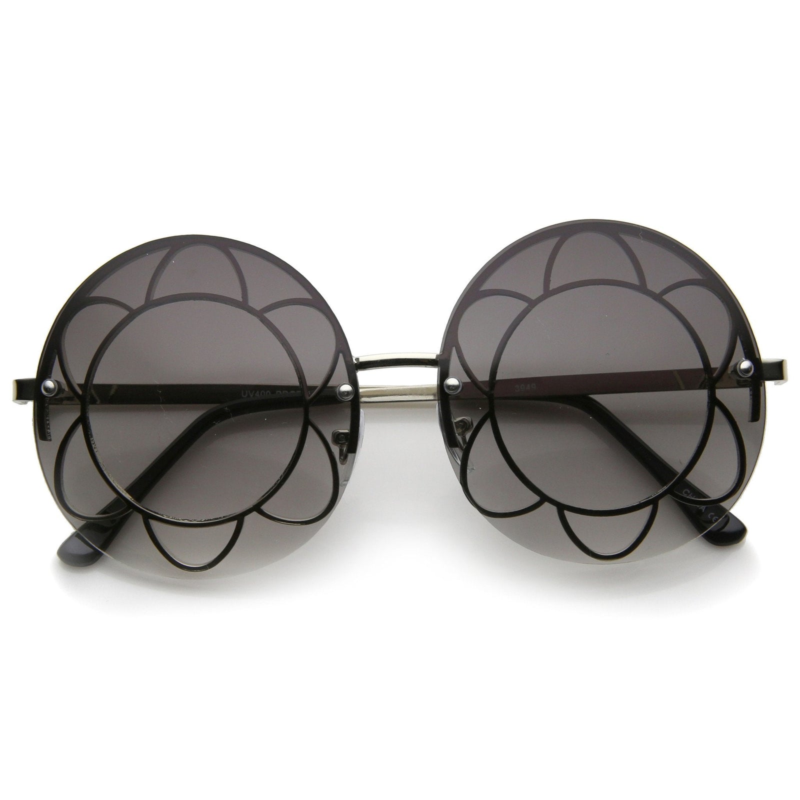 Women's Oversize Round Floral Rimless Frame A520