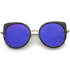 Gafas de sol tipo ojo de gato con lentes de espejo planas y redondas delgadas para mujer A815
