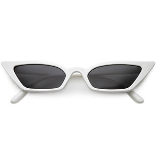 Women's 90's Thin Retro Pointed Cat Eye Sunglasses C571 - White Smoke