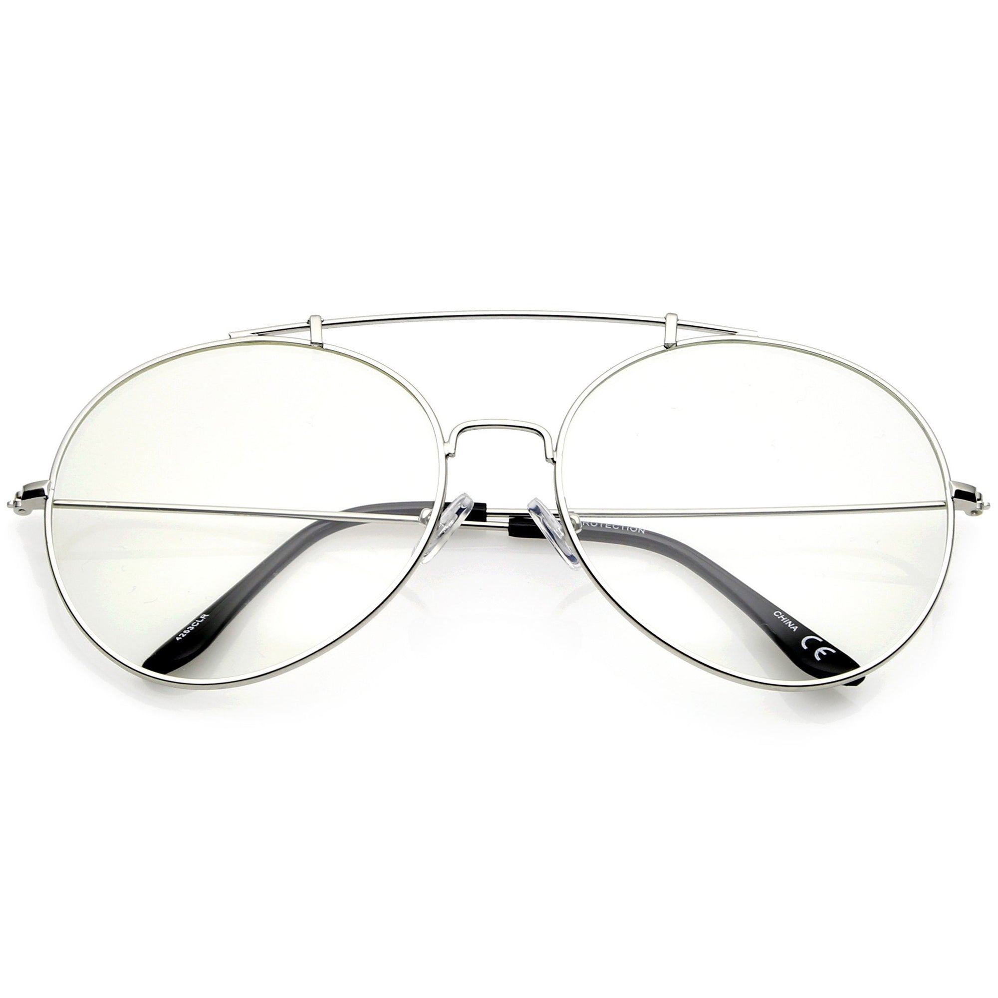 Euro Spectacles Oversize Euro Dapper Round Clear Lens Glasses - zeroUV