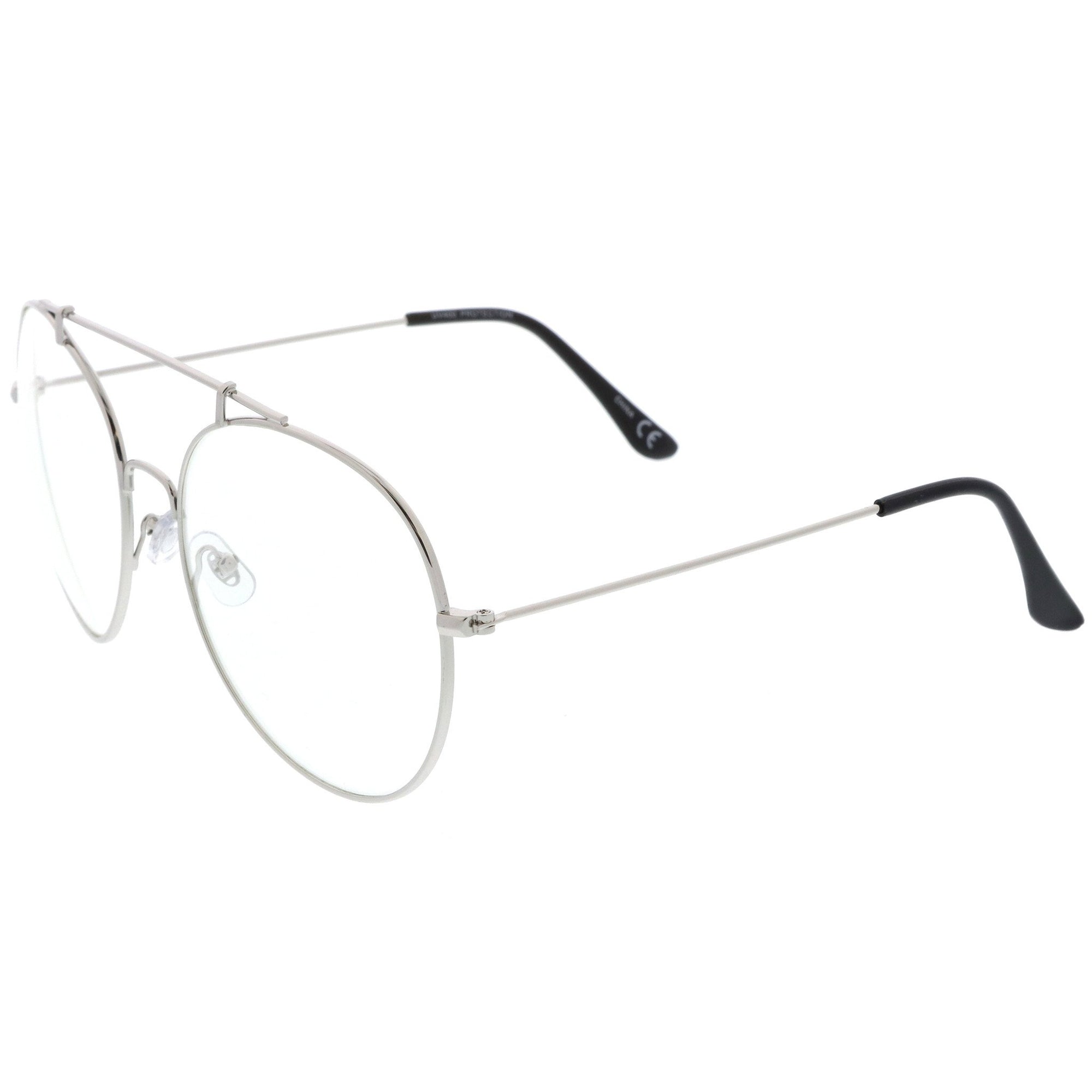 Euro Spectacles Oversize Euro Dapper Round Clear Lens Glasses - zeroUV