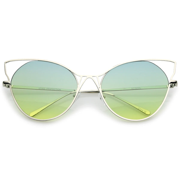 Bold Chunky Yellow Cat-Eye Sunglasses with Green Gradient Lenses Palmy Spark Lime – Bold Cat-Eye Sunglasses with Vibrant  main image 2