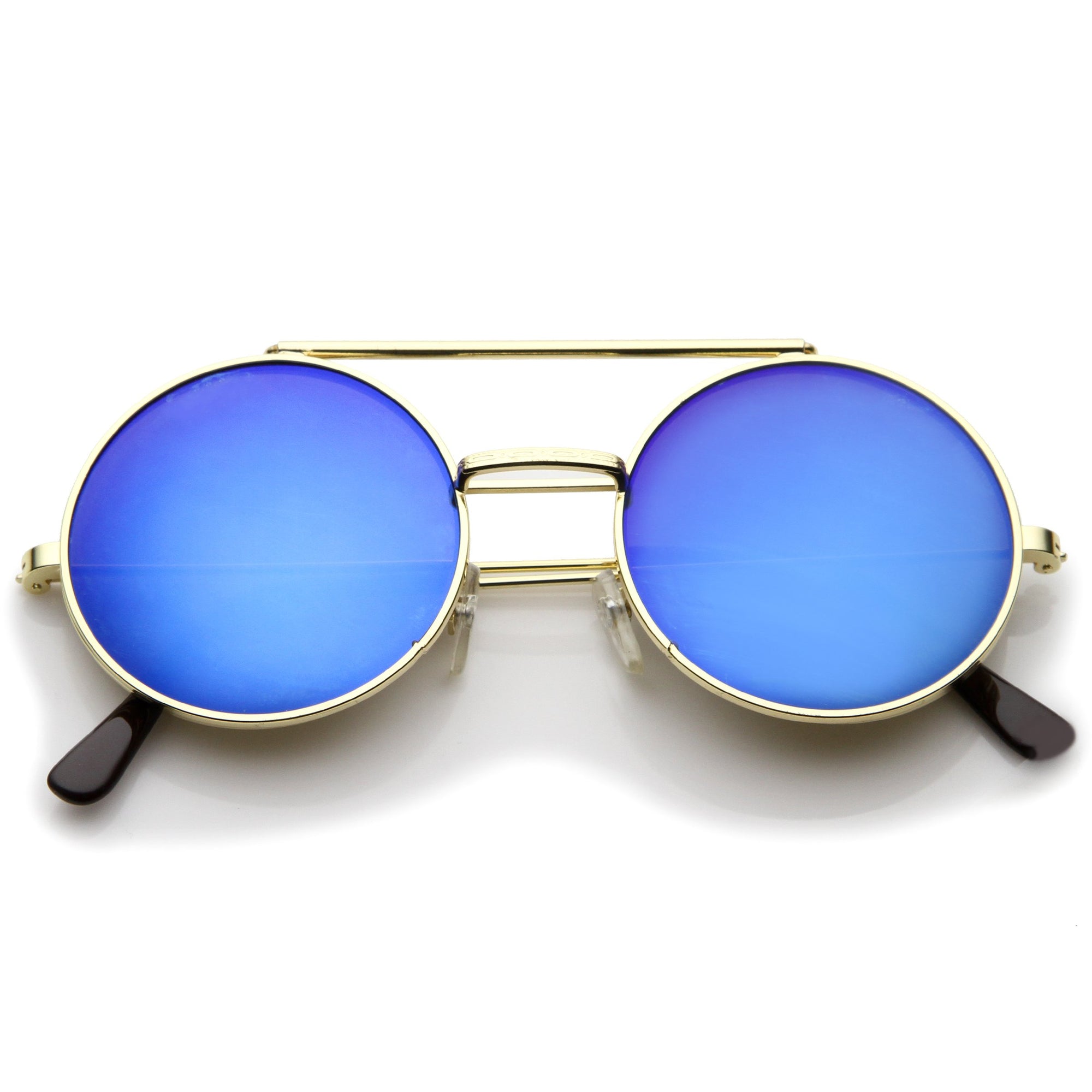 Gafas de sol abatibles con lentes espejadas Steampunk redondas retro 8966