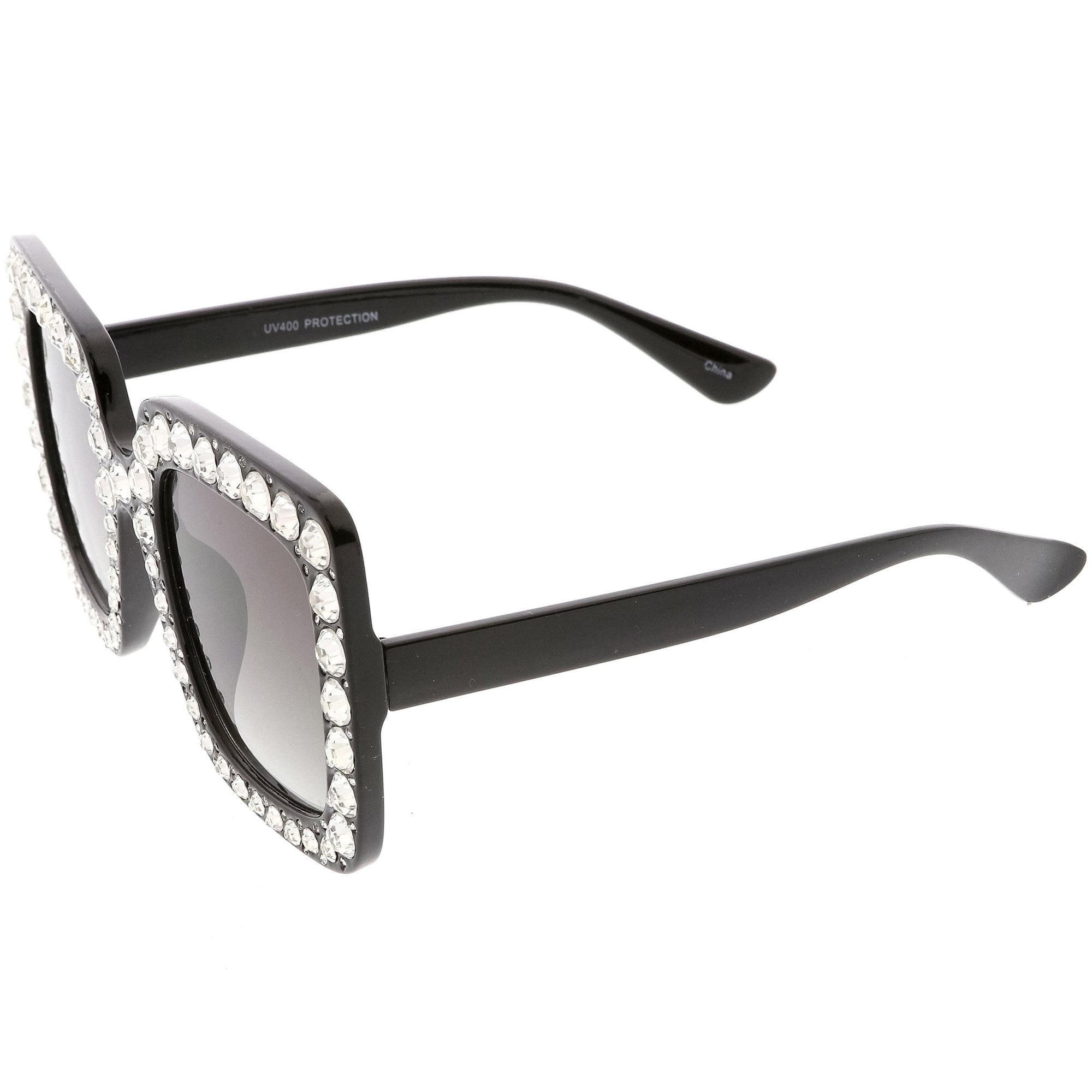 Womens Oversized Rectangular Rhinestone Encrusted Chain Arm Fashion Sunglasses Brown Womens Oversized Rectangular Rhinestone Encrusted Chain Arm Fashion Sunglasses Brown