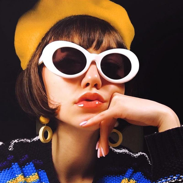 Oversize Retro Tapered Arms Oval Clout Goggle Sunglasses