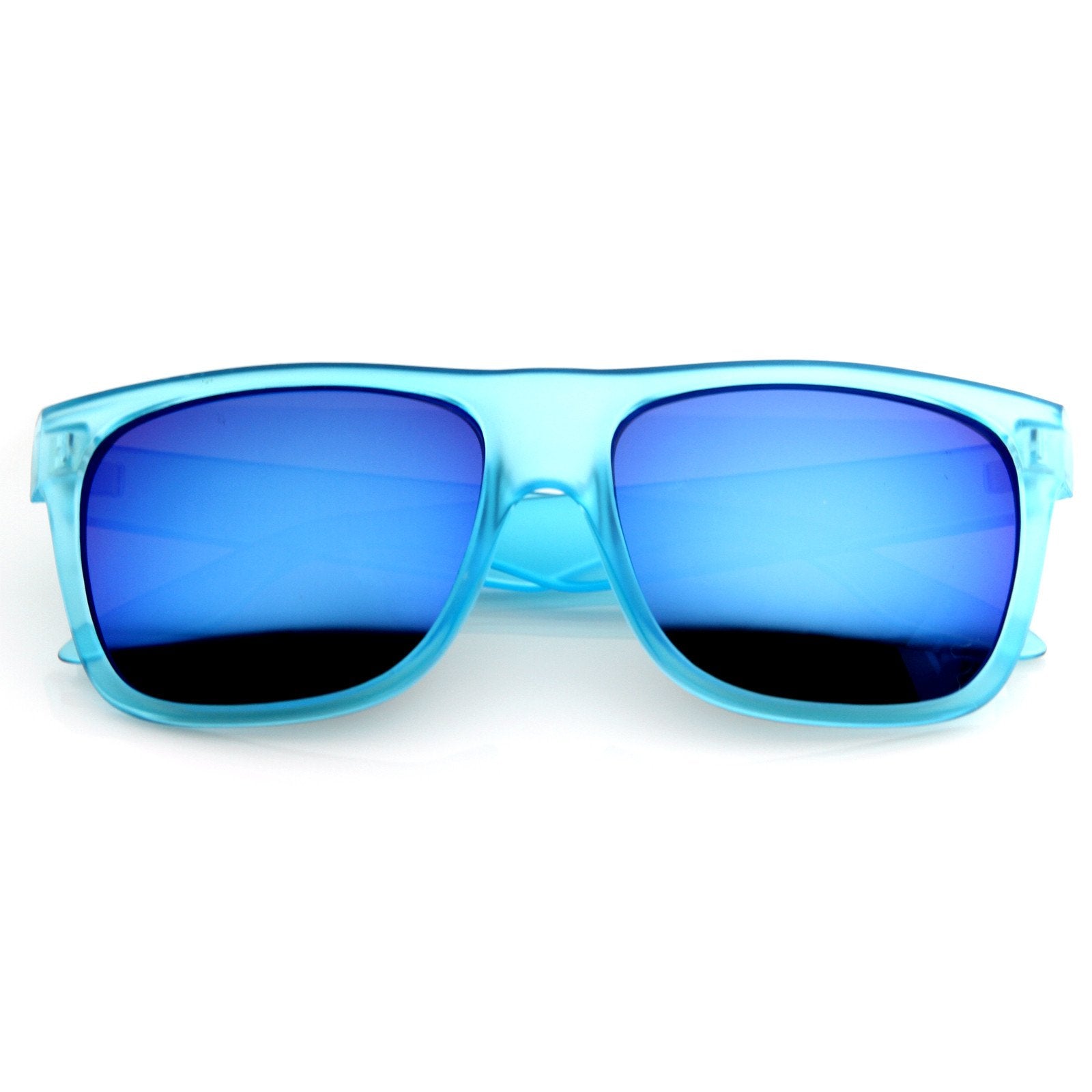 Frosted Retro Flat Top Candy Color Mirrored Lens Sunglasses 8610 - zeroUV